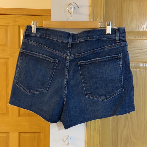 Express Shorts Express Midi Waisted Dark Wash Raw Hem Jean Shorts